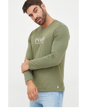 T-shirt - koszulka męska longsleeve bawełniany kolor zielony z nadrukiem - Answear.com Polo Ralph Lauren