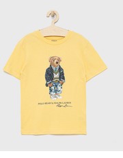 Koszulka t-shirt bawełniany dziecięcy kolor żółty z nadrukiem - Answear.com Polo Ralph Lauren