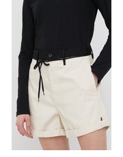 Spodnie szorty damskie kolor beżowy gładkie high waist - Answear.com G-Star Raw