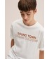 Koszulka Mango Kids T-shirt bawełniany dziecięcy kolor biały z nadrukiem