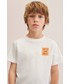 Koszulka Mango Kids t-shirt bawełniany dziecięcy Never kolor biały z nadrukiem