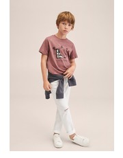 Koszulka t-shirt bawełniany dziecięcy Skate kolor bordowy z nadrukiem - Answear.com Mango Kids