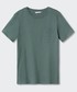 Koszulka Mango Kids t-shirt bawełniany dziecięcy Basict kolor zielony gładki