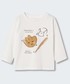 Koszulka Mango Kids longsleeve bawełniany dziecięcy Baseball kolor biały z nadrukiem