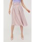 Spódnica Marciano Guess spódnica z domieszką lnu kolor fioletowy midi rozkloszowana