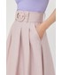 Spódnica Marciano Guess spódnica z domieszką lnu kolor fioletowy midi rozkloszowana