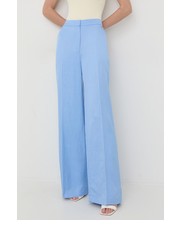Spodnie spodnie z domieszką lnu damskie kolor fioletowy szerokie high waist - Answear.com Marciano Guess