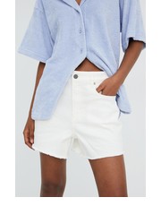 Spodnie szorty jeansowe damskie kolor biały gładkie high waist - Answear.com Volcom