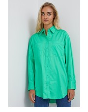 Koszula koszula bawełniana damska kolor zielony relaxed z kołnierzykiem klasycznym - Answear.com Y.A.S