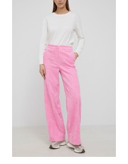 Spodnie Spodnie sztruksowe damskie kolor różowy szerokie high waist - Answear.com Y.A.S