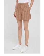 Spodnie szorty bawełniane damskie kolor brązowy gładkie high waist - Answear.com Y.A.S