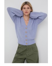 Sweter kardigan z domieszką wełny damski kolor fioletowy lekki - Answear.com Y.A.S