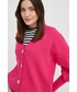 Sweter Y.A.S kardigan damski kolor różowy lekki