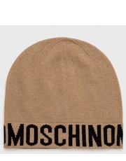 Czapka czapka wełniana kolor beżowy z cienkiej dzianiny wełniana - Answear.com Moschino