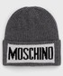 Czapka Moschino czapka z domieszką wełny kolor szary z grubej dzianiny z domieszką wełny