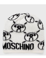 Czapka czapka z domieszką wełny kolor biały z domieszką wełny - Answear.com Moschino
