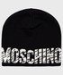 Czapka Moschino czapka wełniana kolor czarny z cienkiej dzianiny wełniana