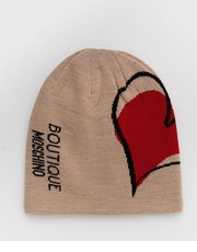 Czapka czapka z domieszką wełny kolor beżowy z domieszką wełny - Answear.com Moschino