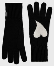 Rękawiczki rękawiczki z domieszką wełny damskie kolor czarny - Answear.com Moschino