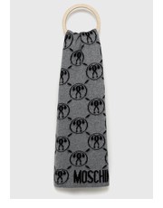 Szalik szalik z domieszką wełny kolor szary wzorzysty - Answear.com Moschino
