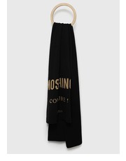 Szalik szalik z domieszką wełny kolor czarny wzorzysty - Answear.com Moschino