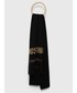 Szalik Moschino szalik z domieszką wełny kolor czarny wzorzysty