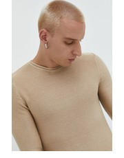 Sweter męski sweter męski kolor beżowy lekki - Answear.com Solid