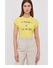 Bluzka t-shirt bawełniany kolor żółty - Answear.com Marella