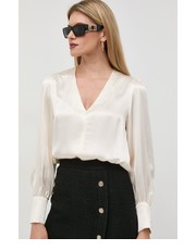 Bluzka bluzka z domieszką jedwabiu damska kolor beżowy gładka - Answear.com Marella