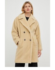 Płaszcz płaszcz z domieszką wełny kolor beżowy przejściowy dwurzędowy - Answear.com Marella
