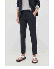 Spodnie Weekend  spodnie wełniane damskie kolor granatowy dopasowane medium waist - Answear.com Max Mara