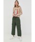 Spodnie Max Mara Weekend  spodnie bawełniane damskie kolor zielony fason cargo high waist