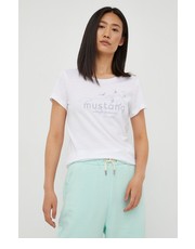 Bluzka t-shirt bawełniany kolor biały - Answear.com Mustang