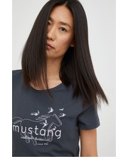 Bluzka t-shirt bawełniany kolor szary - Answear.com Mustang