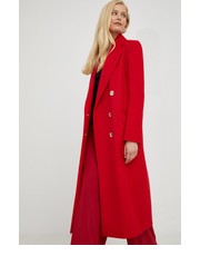 Płaszcz płaszcz z domieszką wełny kolor czerwony przejściowy dwurzędowy - Answear.com Patrizia Pepe