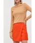 Spódnica Patrizia Pepe spódnica kolor pomarańczowy mini rozkloszowana