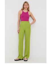 Spodnie spodnie damskie kolor zielony proste high waist - Answear.com Patrizia Pepe