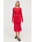 Sukienka Patrizia Pepe sukienka kolor czerwony midi prosta