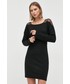 Sukienka Patrizia Pepe sukienka wełniana kolor czarny mini dopasowana