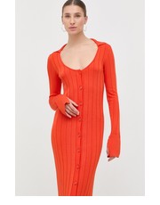 Sukienka sukienka kolor pomarańczowy midi dopasowana - Answear.com Patrizia Pepe