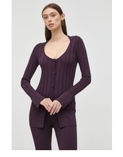 Sweter kardigan damski kolor fioletowy lekki - Answear.com Patrizia Pepe