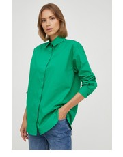 Koszula koszula bawełniana damska kolor zielony relaxed z kołnierzykiem klasycznym - Answear.com Pinko