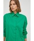 Koszula Pinko koszula bawełniana damska kolor zielony relaxed z kołnierzykiem klasycznym