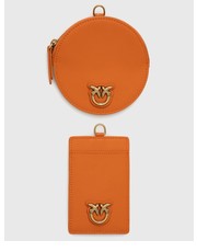 Portfel portfel i etui na karty skórzane kolor pomarańczowy - Answear.com Pinko