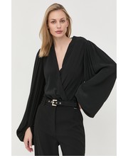 Bluzka Bluzka z domieszką jedwabiu damska kolor czarny gładka - Answear.com Pinko