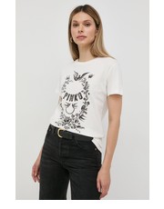 Bluzka t-shirt bawełniany kolor biały - Answear.com Pinko