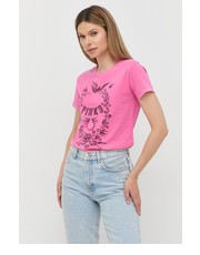 Bluzka t-shirt bawełniany kolor różowy - Answear.com Pinko
