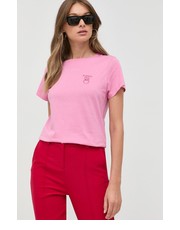 Bluzka t-shirt bawełniany kolor różowy - Answear.com Pinko