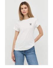 Bluzka t-shirt bawełniany kolor beżowy - Answear.com Pinko