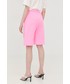 Spodnie Pinko szorty bawełniane damskie kolor różowy z nadrukiem high waist